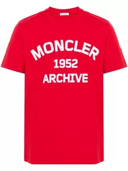 Moncler футболка с принтом, красный