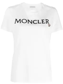 Moncler футболка с вышитым логотипом, белый