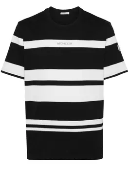 Moncler футболка в полоску, черный