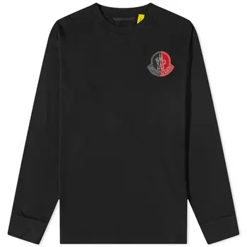Moncler Genius Двухцветная футболка с длинным рукавом и логотипом, черный
