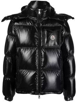 Moncler глянцевый пуховик, черный