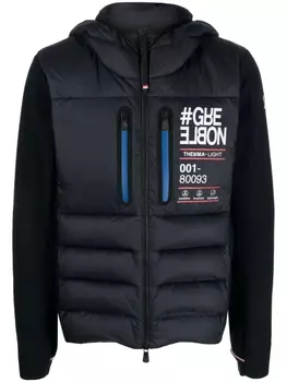 Moncler Grenoble logo-print quilted hooded jacket, синий