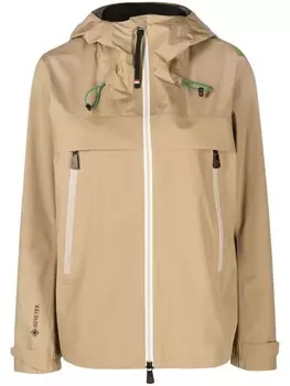 Moncler Grenoble однобортное пальто с капюшоном, нейтральный цвет