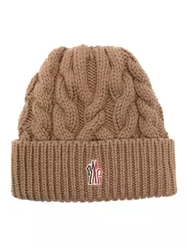 Moncler Grenoble шапка бини фактурной вязки, коричневый