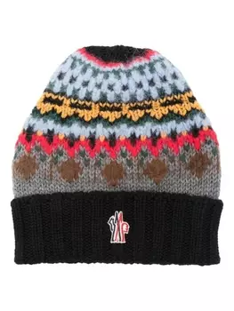 Moncler Grenoble шапка-бини с интарсией, черный