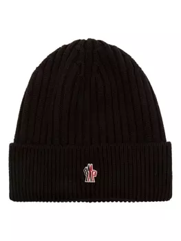 Moncler Grenoble шапочка с аппликацией логотипа, коричневый