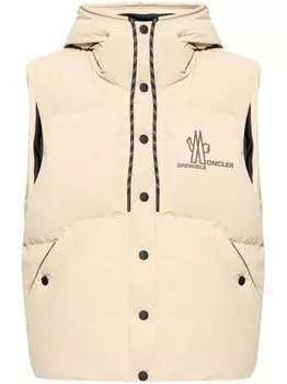 Moncler Grenoble утепленный жилет с логотипом, нейтральный цвет