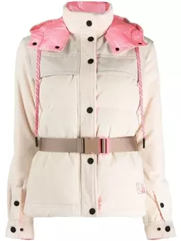 Moncler Grenoble вельветовый пуховик Tetras с капюшоном, нейтральный цвет