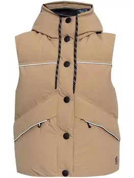 Moncler Grenoble жилет с капюшоном на пуговицах, нейтральный цвет