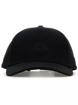 Moncler хлопковая бейсболка с аппликацией логотипа, черный