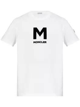 Moncler хлопковая футболка с логотипом, белый