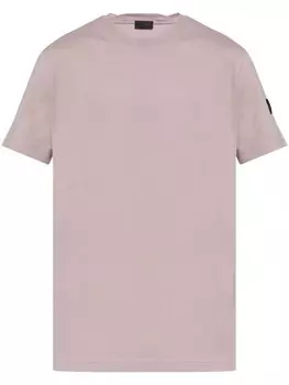 Moncler хлопковая футболка с нашивкой-логотипом, розовый