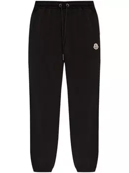 Moncler хлопковые спортивные брюки с нашивкой-логотипом, черный