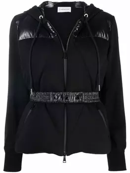 Moncler худи на молнии с поясом, черный