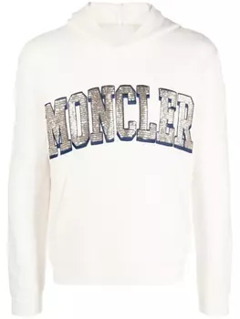 Moncler худи с логотипом из пайеток, нейтральный цвет