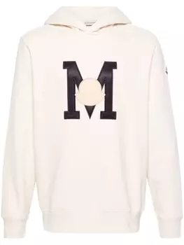 Moncler худи с нашивкой-логотипом, нейтральный цвет
