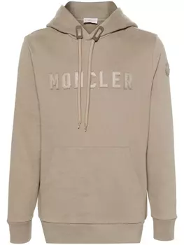 Moncler худи с нашивкой-логотипом, серый