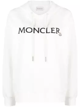 Moncler худи с вышитым логотипом, белый