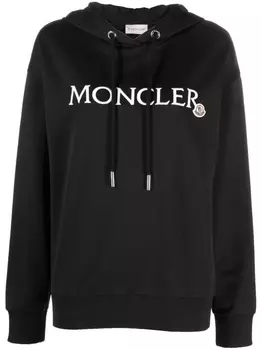Moncler худи с вышитым логотипом, черный