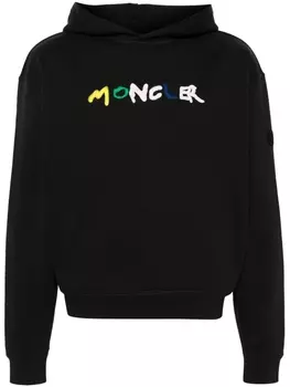 Moncler худи с вышитым логотипом, черный