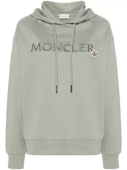 Moncler худи с вышитым логотипом, зеленый