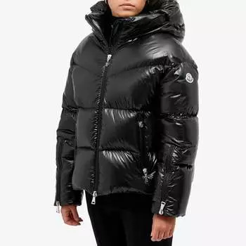 Moncler Huppe Утепленная куртка с логотипом на воротнике, черный