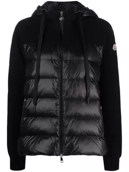 Moncler кардиган с капюшоном и дутой вставкой, черный