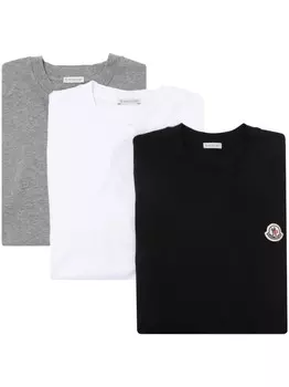 Moncler комплект из трех футболок с нашивкой-логотипом, белый
