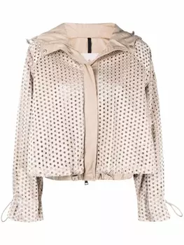 Moncler куртка на молнии с нашивкой-логотипом, нейтральный цвет