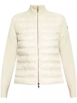 Moncler куртка-пуховик с аппликацией логотипа, нейтральный цвет