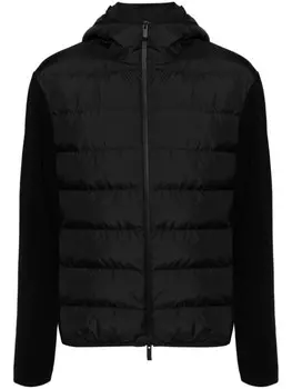 Moncler куртка с дутыми вставками и капюшоном, черный