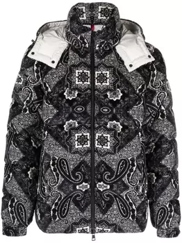 Moncler куртка с капюшоном и графичным принтом, черный