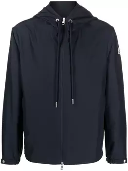 Moncler куртка с капюшоном и логотипом, синий