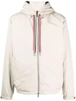Moncler куртка с капюшоном и нашивкой-логотипом, нейтральный цвет