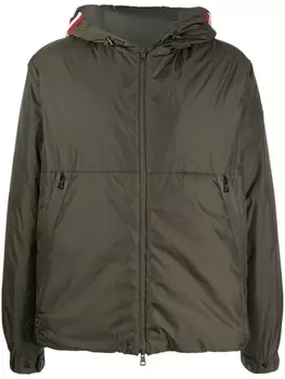 Moncler куртка с капюшоном и нашивкой-логотипом, зеленый