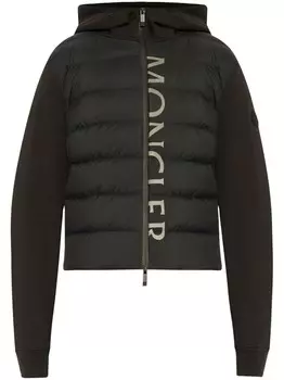 Moncler куртка с капюшоном и принтом логотипа, черный