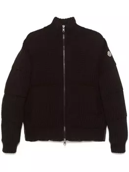 Moncler куртка с нашивкой-логотипом, коричневый