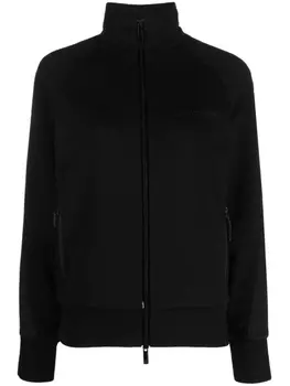 Moncler куртка с вышитым логотипом и высоким воротником, черный