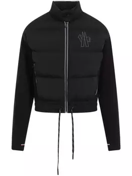 Moncler куртка-стёганая с логотипом-аппликацией, черный