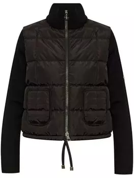 Moncler куртка-стёганая с логотипом-аппликацией, черный