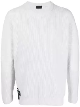 Moncler logo-patch wool jumper, серый
