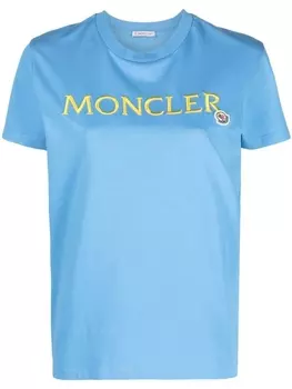 Moncler logo-print short-sleeved T-shirt, синий