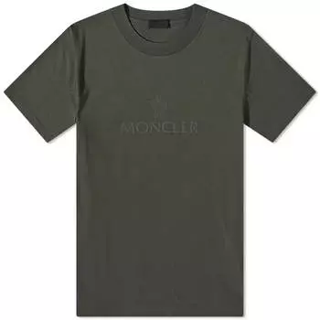 Moncler Матовая черная футболка с логотипом