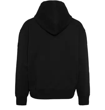 Moncler Мужчины Красный Блестящий Логотип Drawstrings Пуловер С Капюшоном Хлопок Толстовка Черный, черный