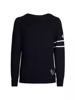 Moncler Мужской вязаный свитер с круглым вырезом Moncler, темно-синий
