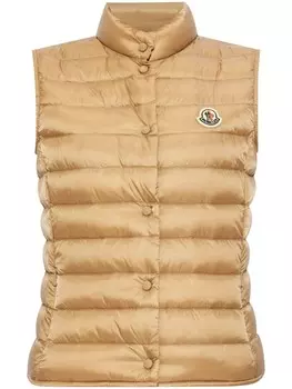 Moncler нашивка с логотипом на воротнике-стойке, нейтральный цвет