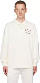 Moncler Off-White Поло с длинными рукавами и нашивками