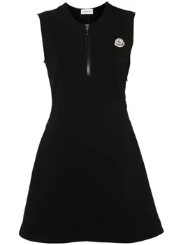 Moncler платье мини с нашивкой-логотипом, черный