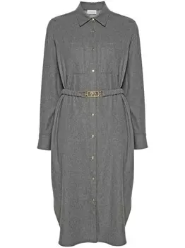 Moncler платье-рубашка с логотипом-нашивкой, серый