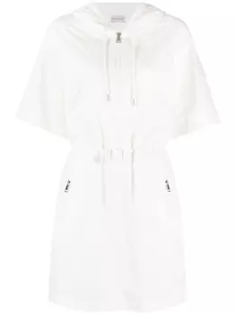 Moncler платье с капюшоном и короткими рукавами, белый